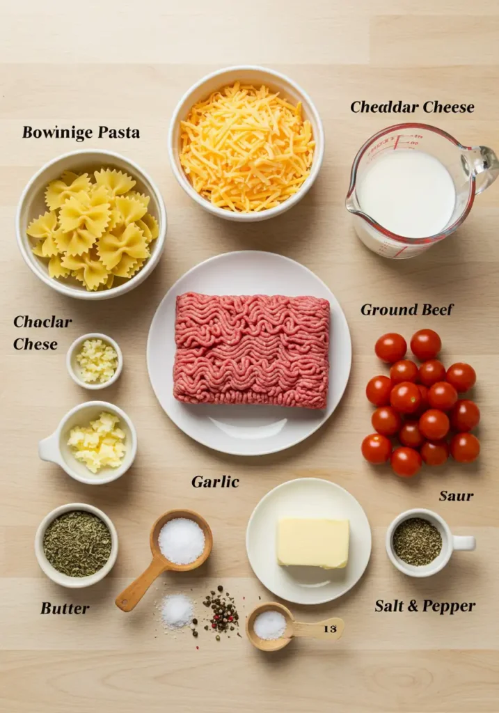 Cheesy Beef and Bowtie Pasta